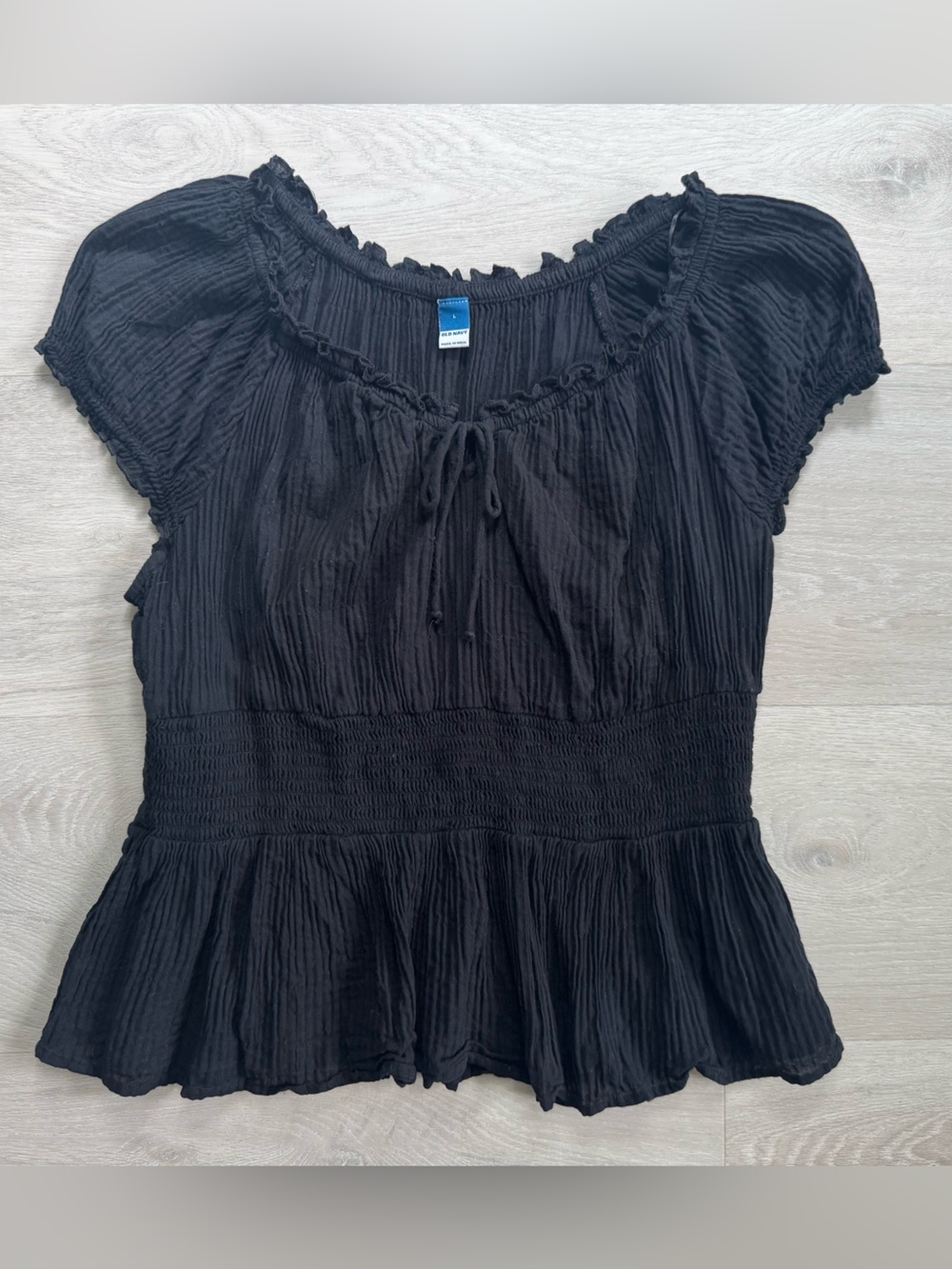 Black Smocked  Women's Top
